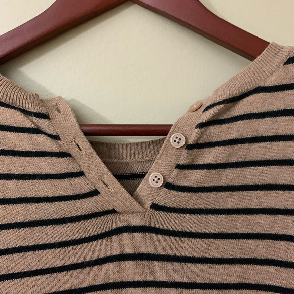Old Navy Tan Black Stripe Sweater Dress - Picture 6 of 8
